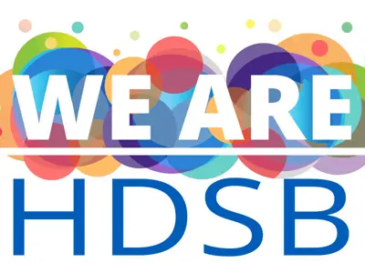 a graphic that says We Are HDSB on top of multicoloured circles